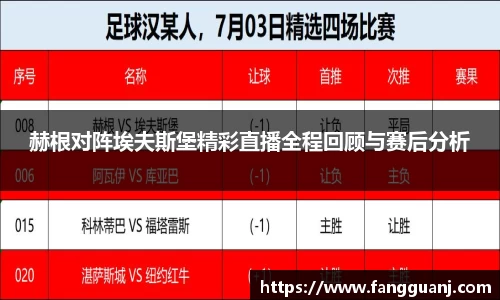 赫根对阵埃夫斯堡精彩直播全程回顾与赛后分析